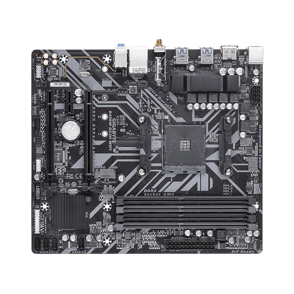 Gigabyte B450M DS3H WiFi AM4 Micro-ATX Motherboard with DDR4 Support