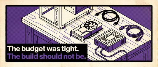 Retro illustration cover for a Rs 50000 budget gaming PC guide