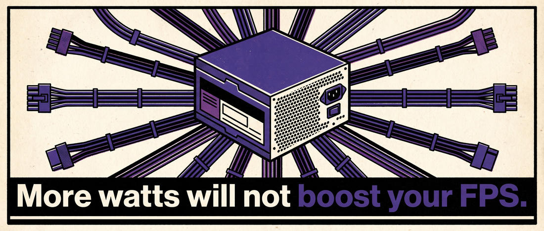 Retro illustration cover for a PSU wattage buying guide