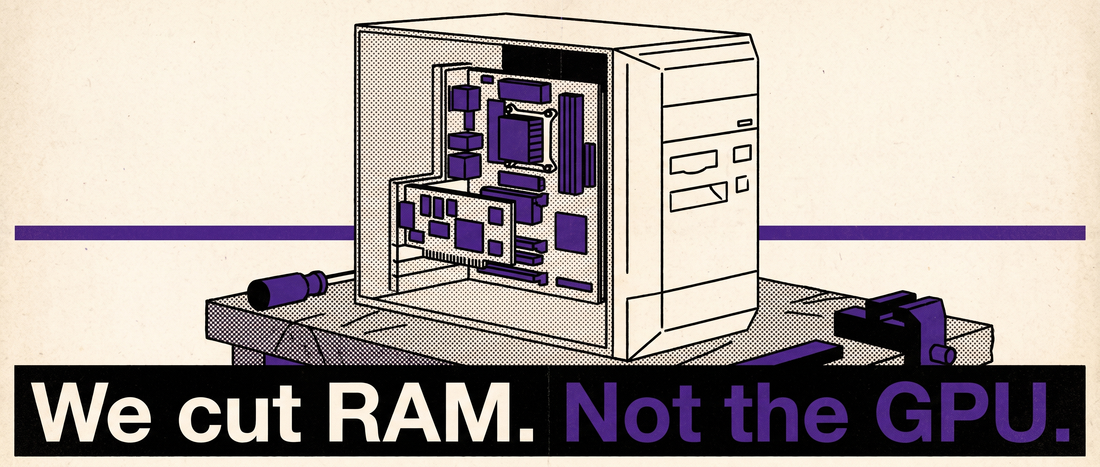 Retro illustration of a desktop PC cabinet with its side panel removed