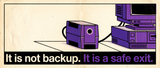 Retro illustration of a UPS unit beside a desktop tower