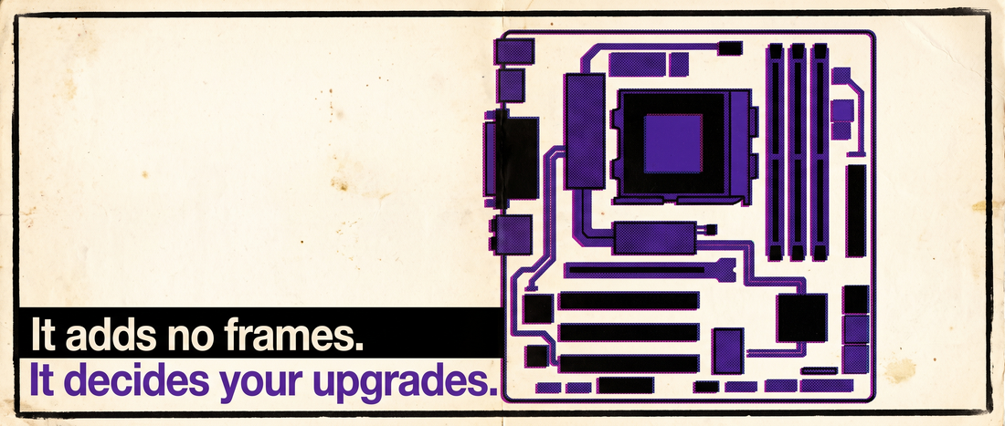 Retro illustration of a motherboard seen flat from above