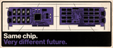 Retro illustration of two identical graphics cards side by side on a workbench