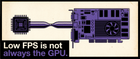 Retro illustration of a small processor chip feeding a large graphics card through a narrow pinched pipe