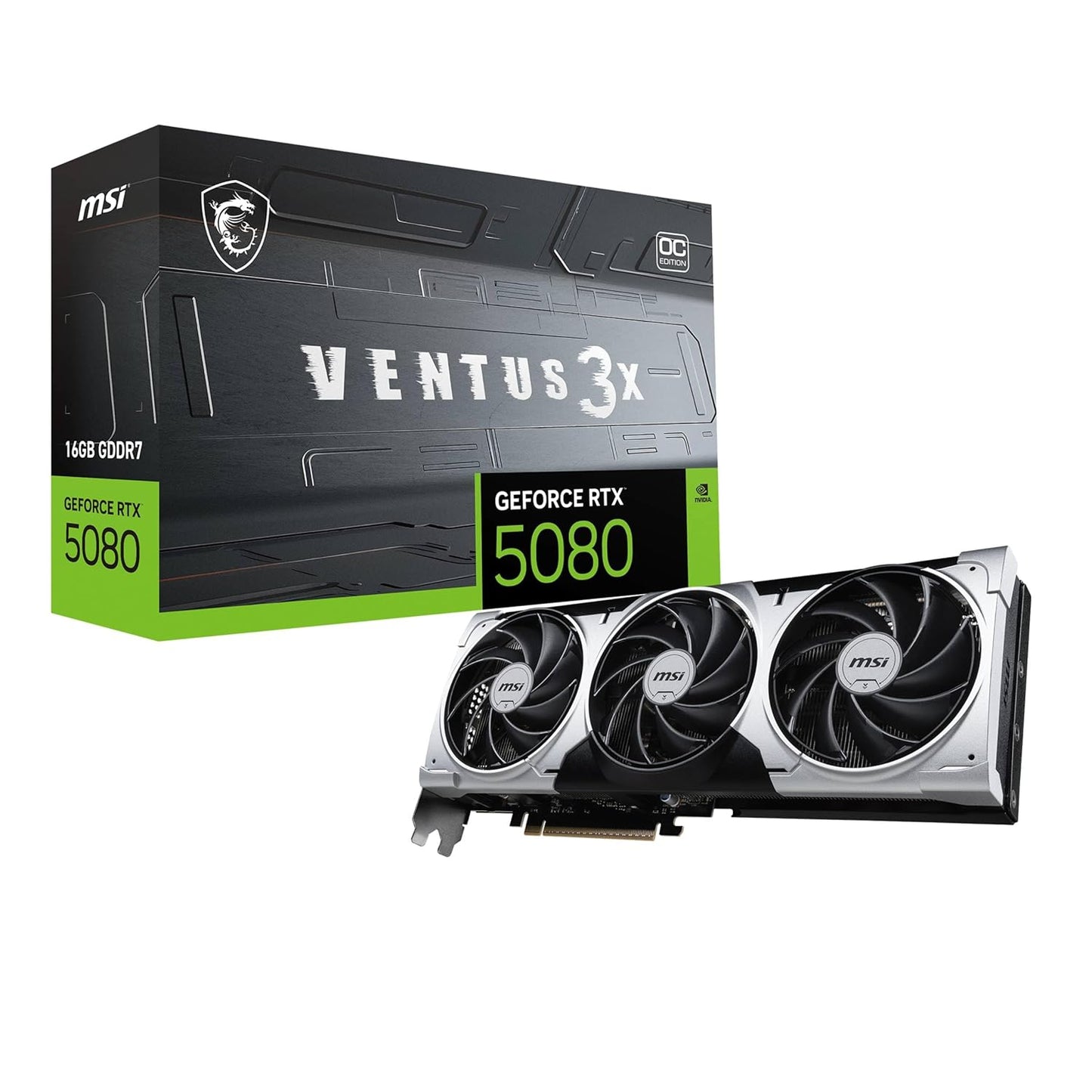 MSI GeForce RTX 5080 VENTUS 3X OC Plus 16GB GDDR7 Graphics Card