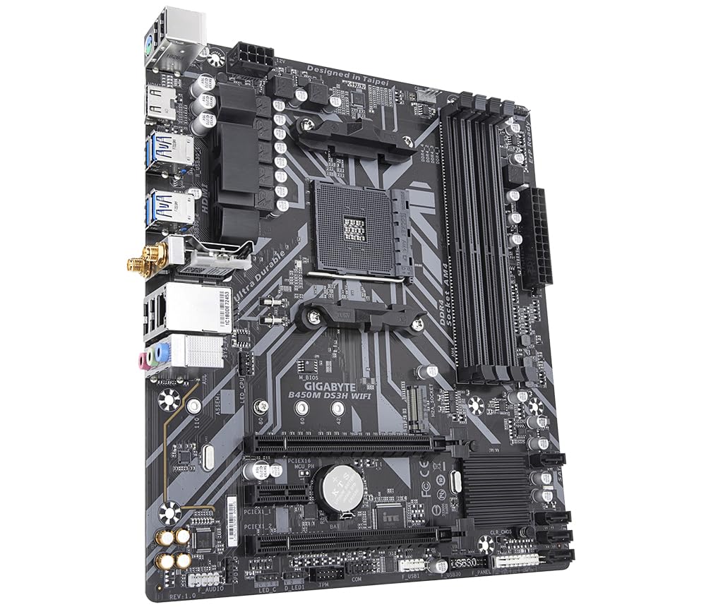 Gigabyte B450M DS3H WiFi AM4 Micro-ATX Motherboard with DDR4 Support