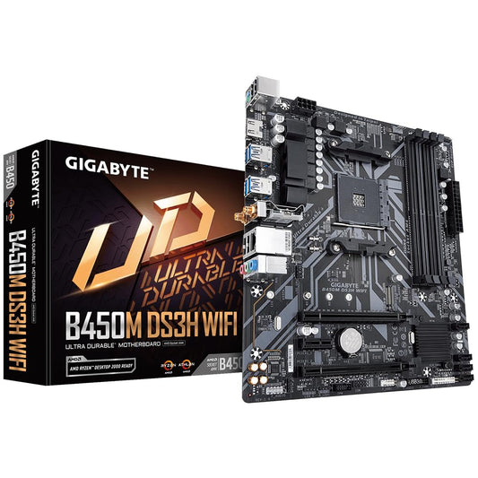 Gigabyte B450M DS3H WiFi AM4 Micro-ATX Motherboard with DDR4 Support