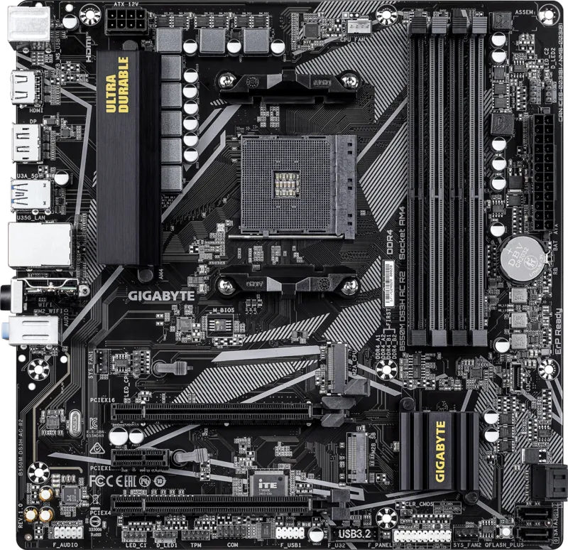 GIGABYTE B550M DS3H AC R2 AM4 Micro-ATX Motherboard with Wi-Fi