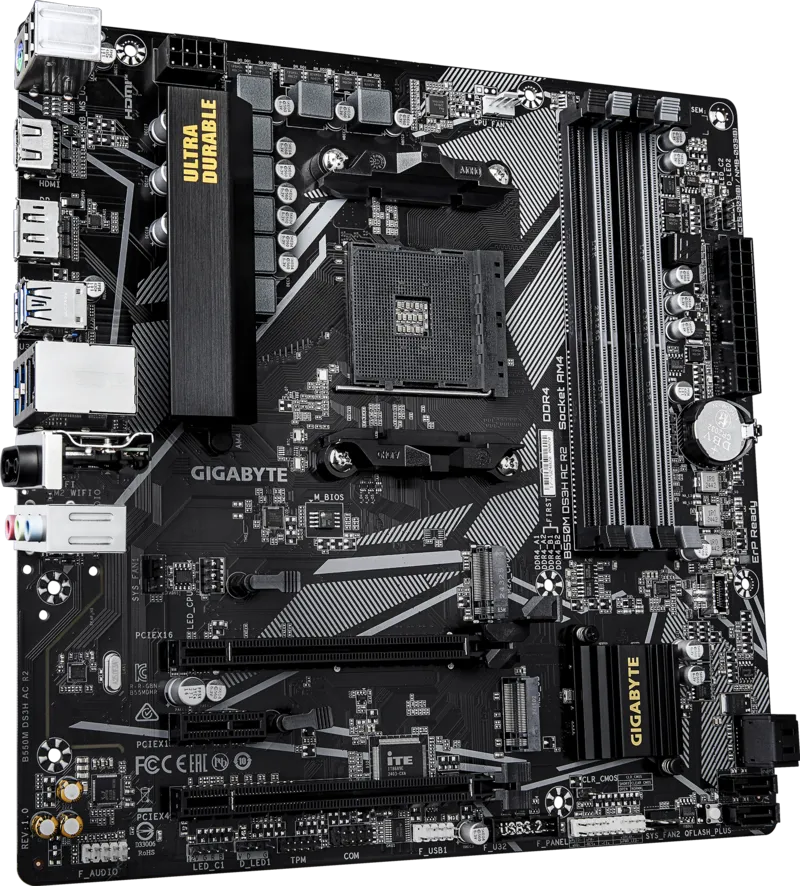 GIGABYTE B550M DS3H AC R2 AM4 Micro-ATX Motherboard with Wi-Fi