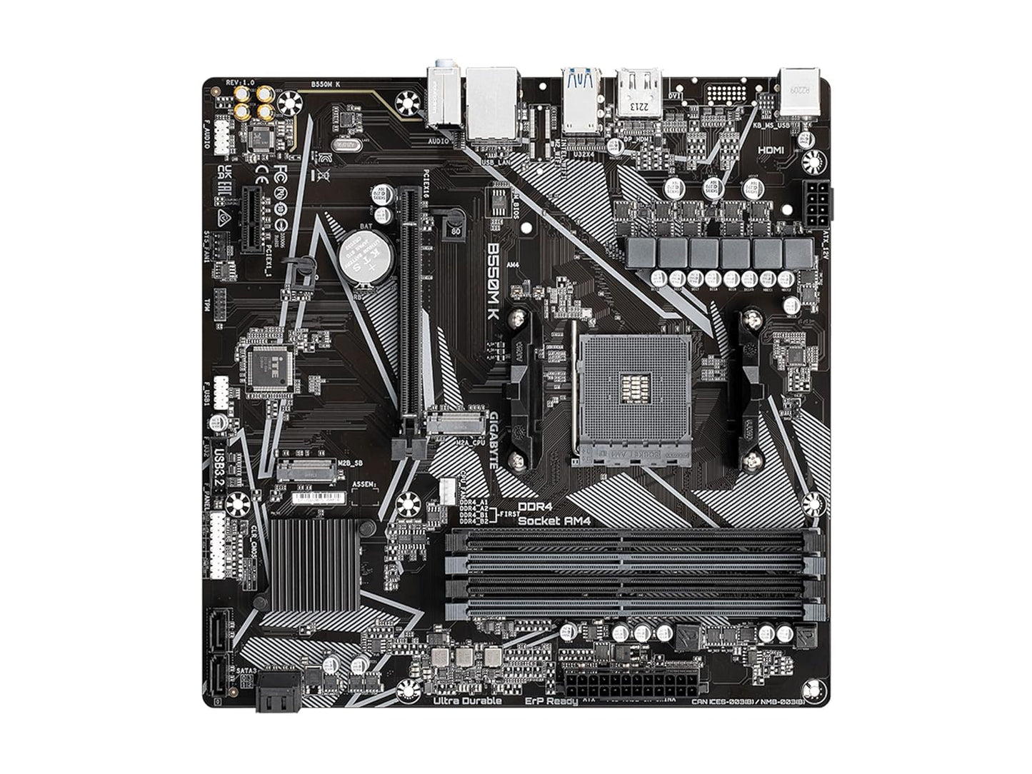 GIGABYTE B550M-K AM4 Micro-ATX Motherboard with PCIe 4.0 Support