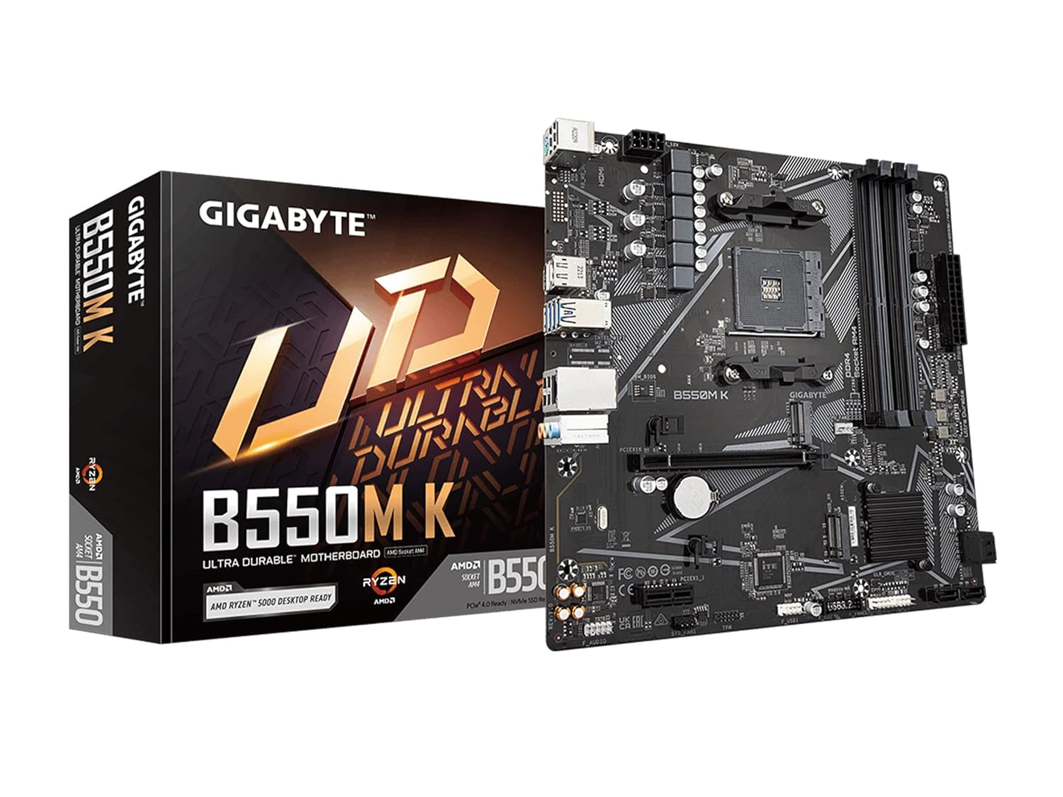 GIGABYTE B550M-K AM4 Micro-ATX Motherboard with PCIe 4.0 Support