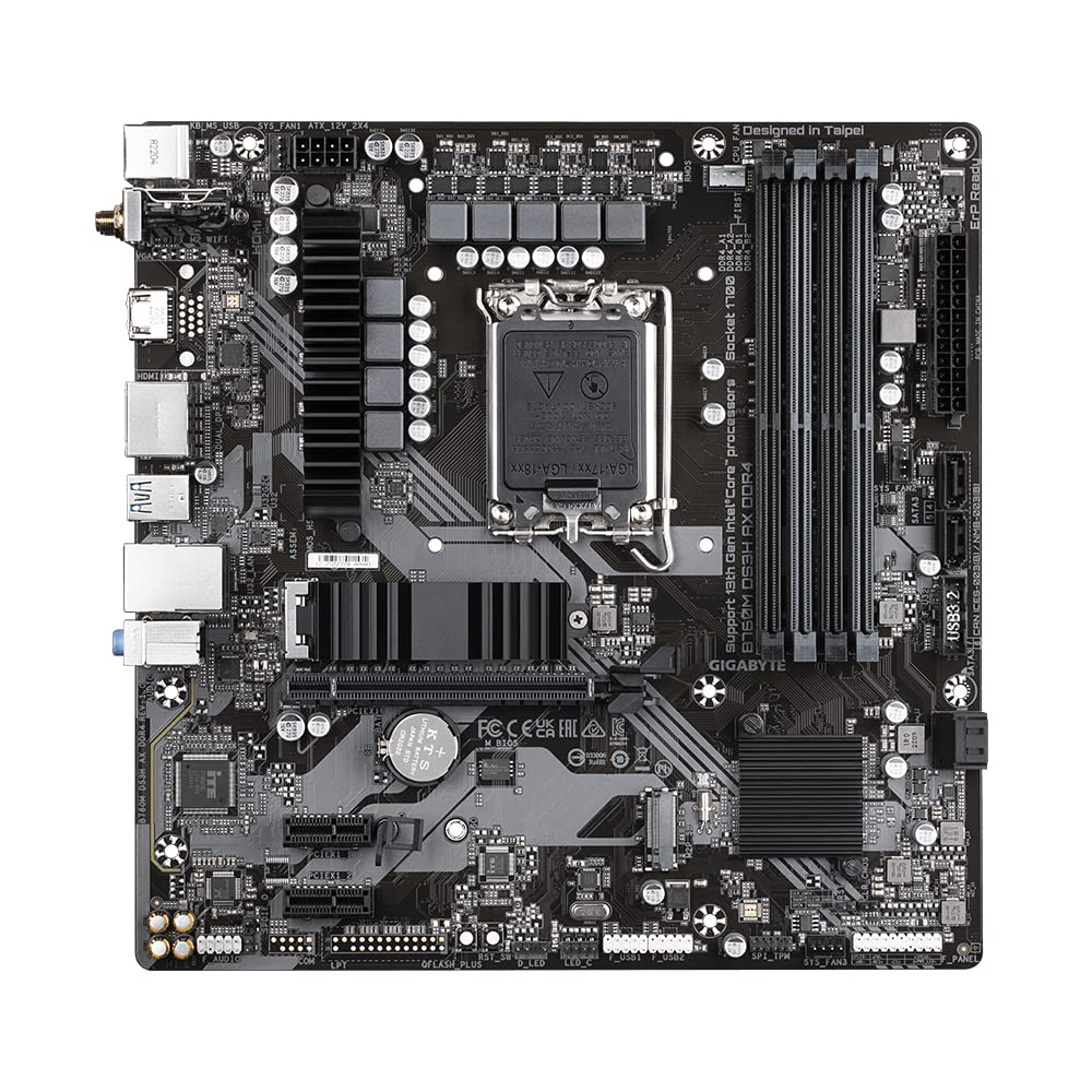 GIGABYTE B760M DS3H AX DDR4 Micro-ATX Motherboard | LGA 1700, Wi-Fi 6E