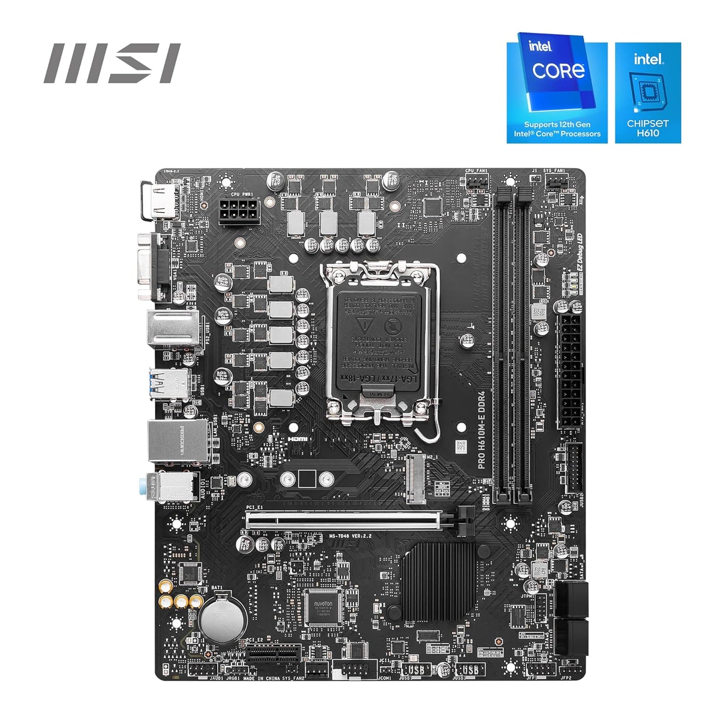 MSI PRO H610M-E DDR4 Motherboard – Micro-ATX | LGA 1700 | PCIe 4.0