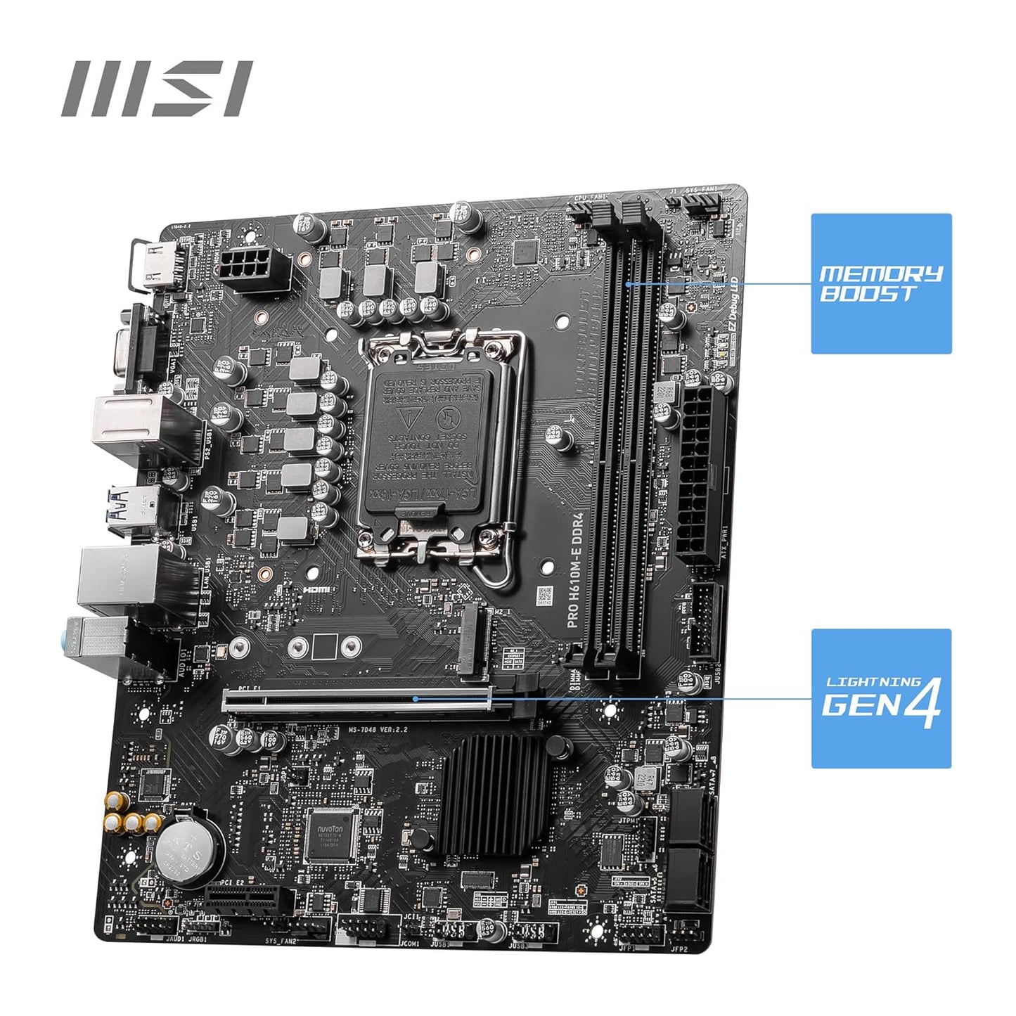 MSI PRO H610M-E DDR4 Motherboard – Micro-ATX | LGA 1700 | PCIe 4.0