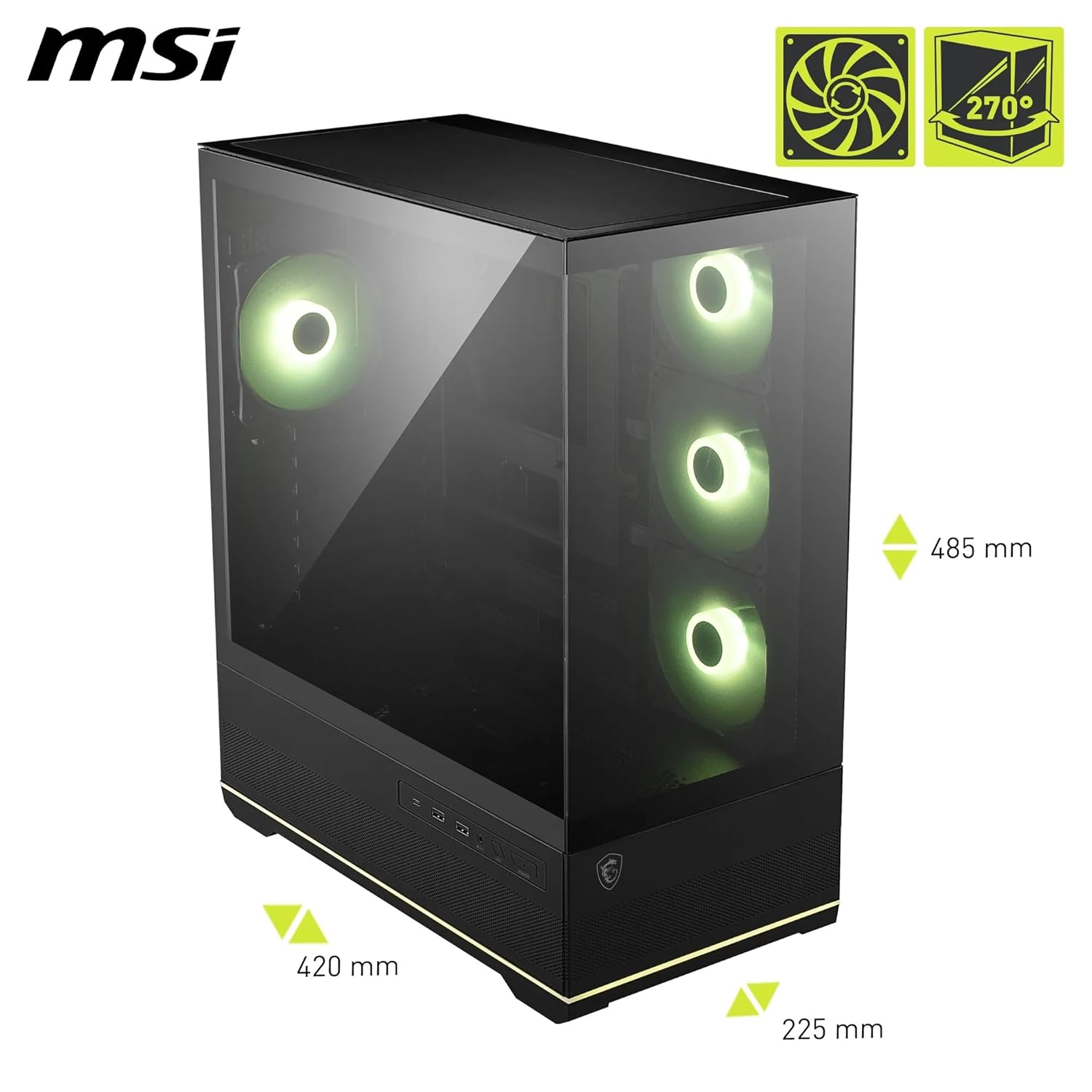MSI MAG PANO 110R PZ Mid-Tower Gaming Cabinet | ARGB Fans | Back