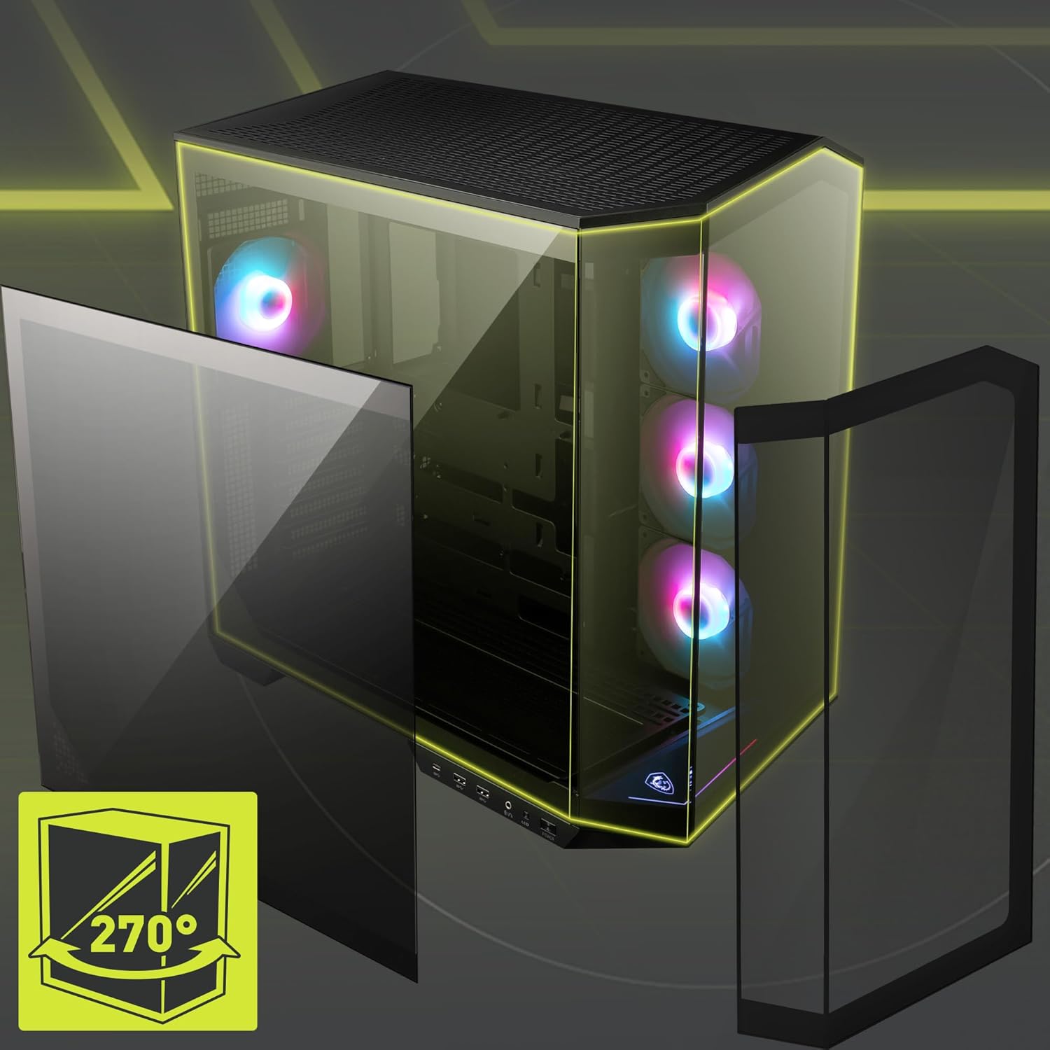 MSI MAG PANO 100R PZ Black Mid-Tower Gaming Cabinet | 4× ARGB Fans