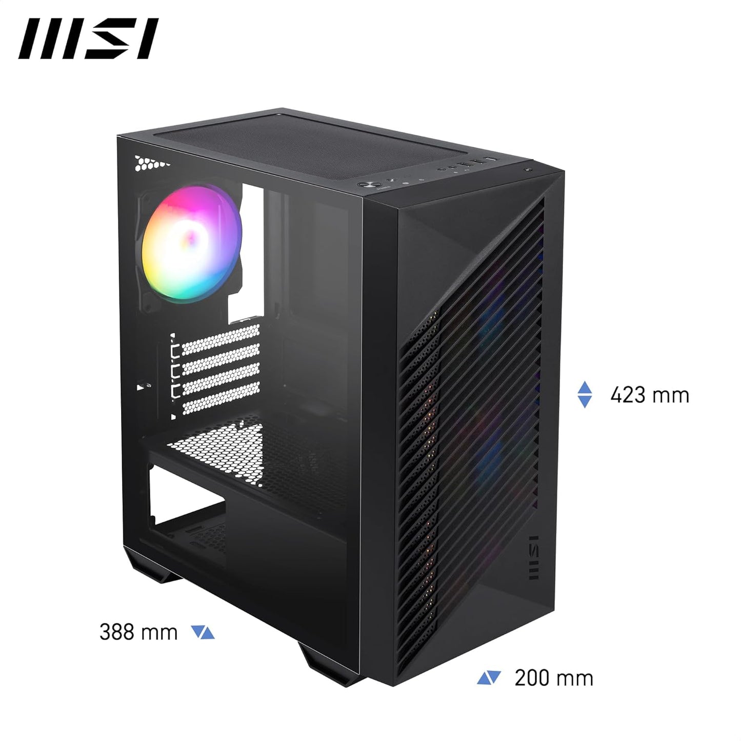 MSI PRO Forge M050A Mini Tower PC Case | Micro-ATX | 4× ARGB Fans
