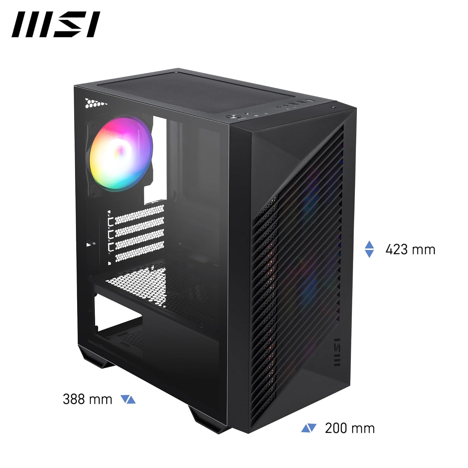 MSI PRO Forge M050A Mini Tower PC Case | Micro-ATX | 4× ARGB Fans