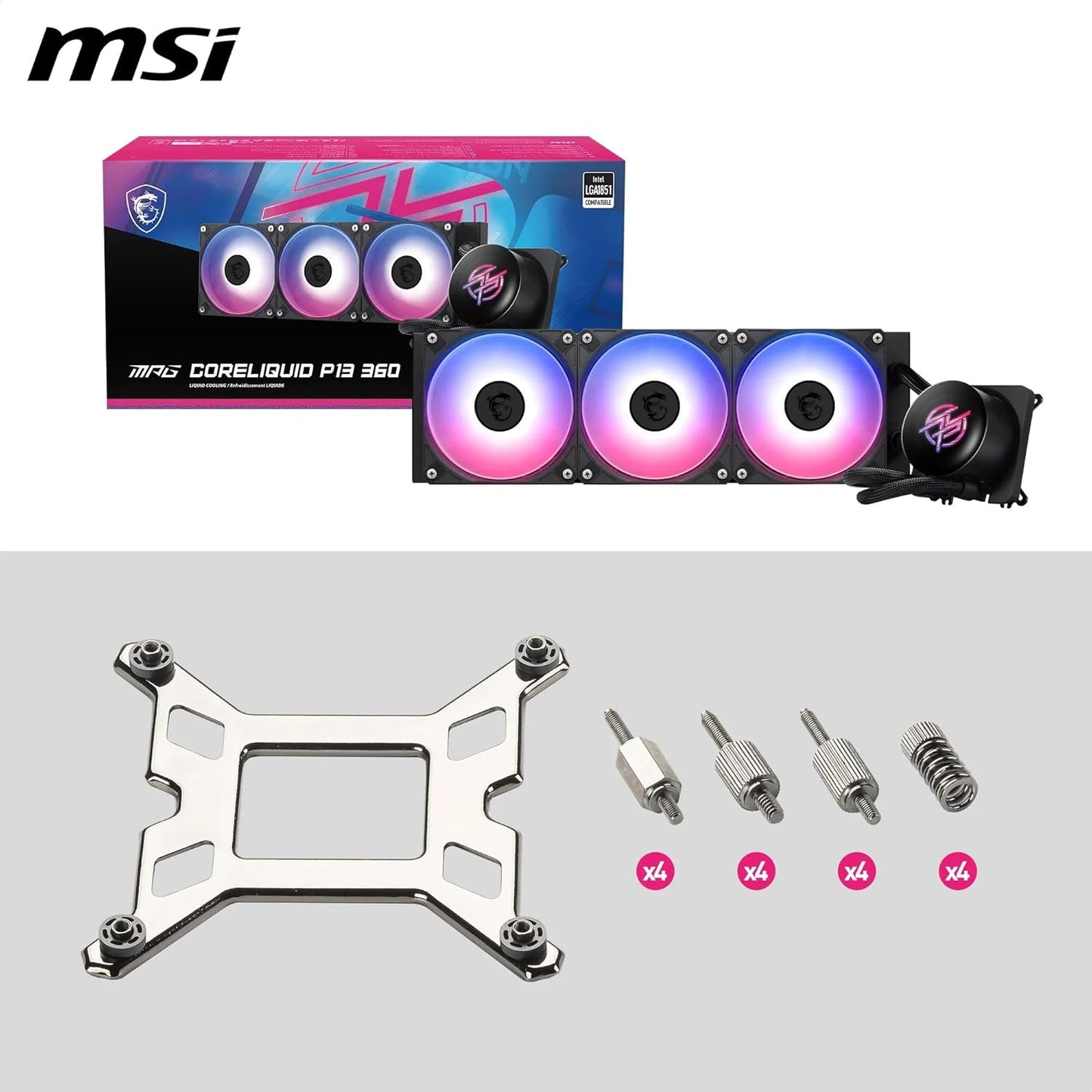 MSI MPG CORELIQUID P13 360 ARGB AIO CPU Liquid Cooler – 360mm Radiator