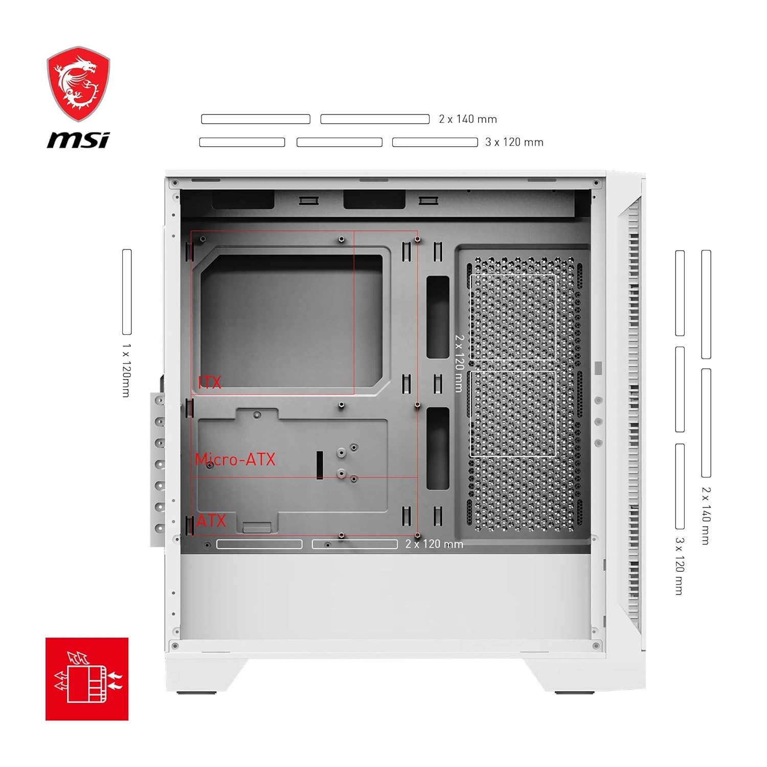 MSI MAG Forge 320R Airflow White Mid-Tower Gaming Cabinet | ARGB Fans