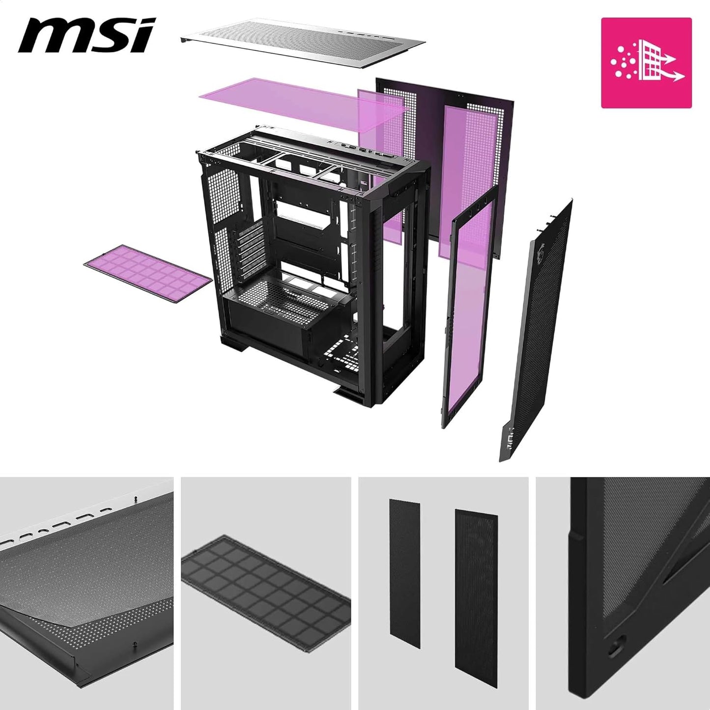 MSI MPG Velox 300R Airflow Mid-Tower Gaming Cabinet | Dual-Layer ARGB Fans