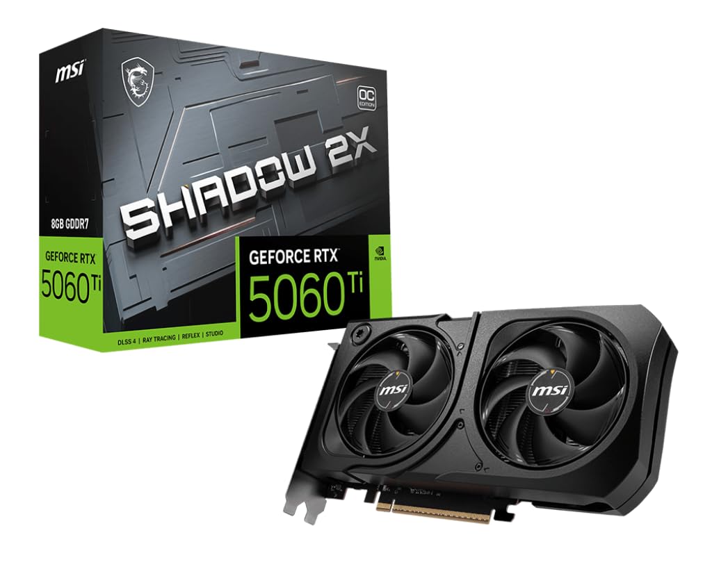MSI GeForce RTX 5060 Ti SHADOW 2X OC Plus 8GB GDDR7 Graphics Card