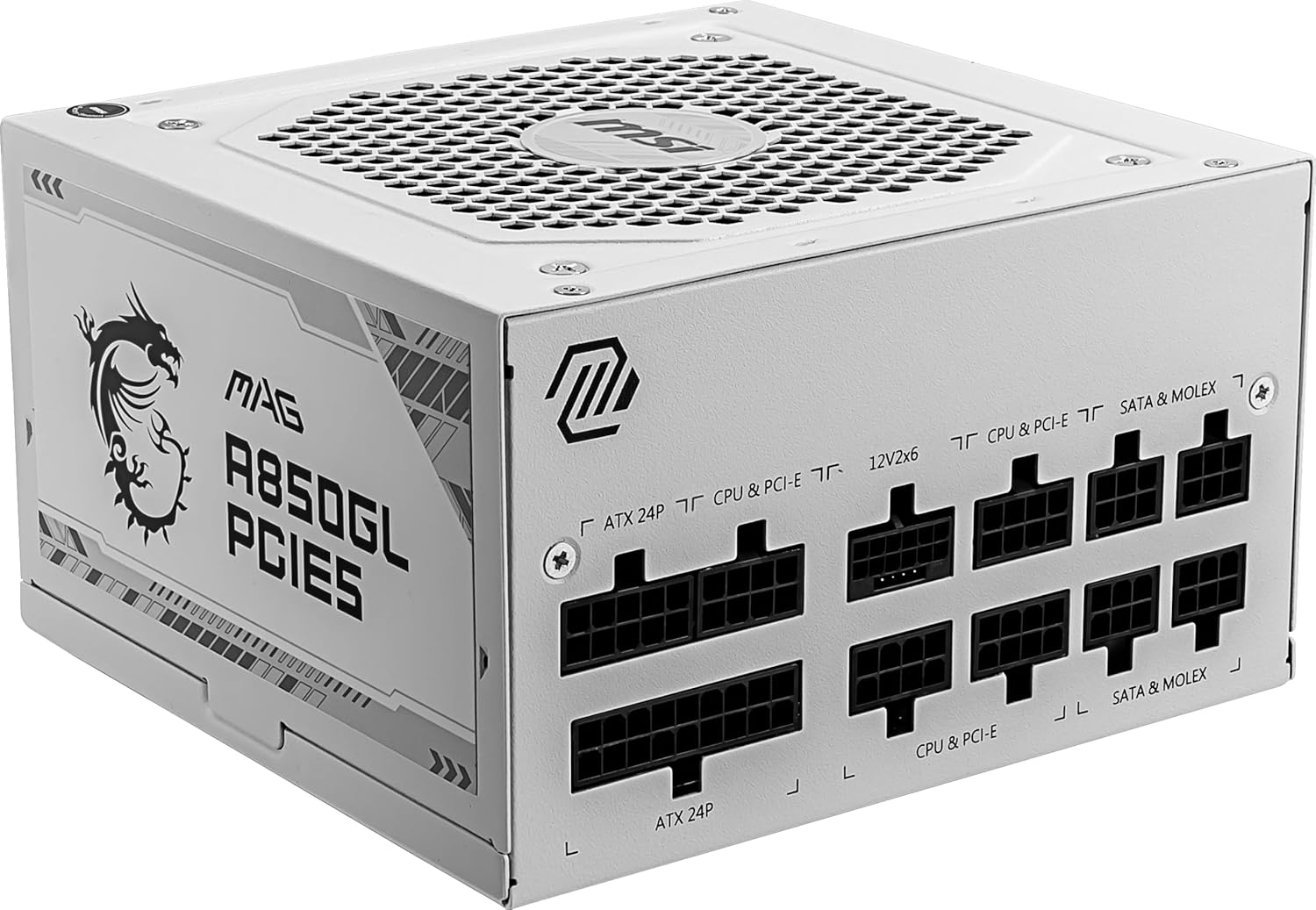 MSI MAG A850GL PCIe 5 White Power Supply – 850W 80 Plus Gold ATX 3.0 PSU