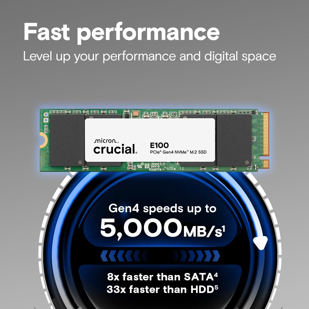 SSD 480GB CRUCIAL E100 NVME