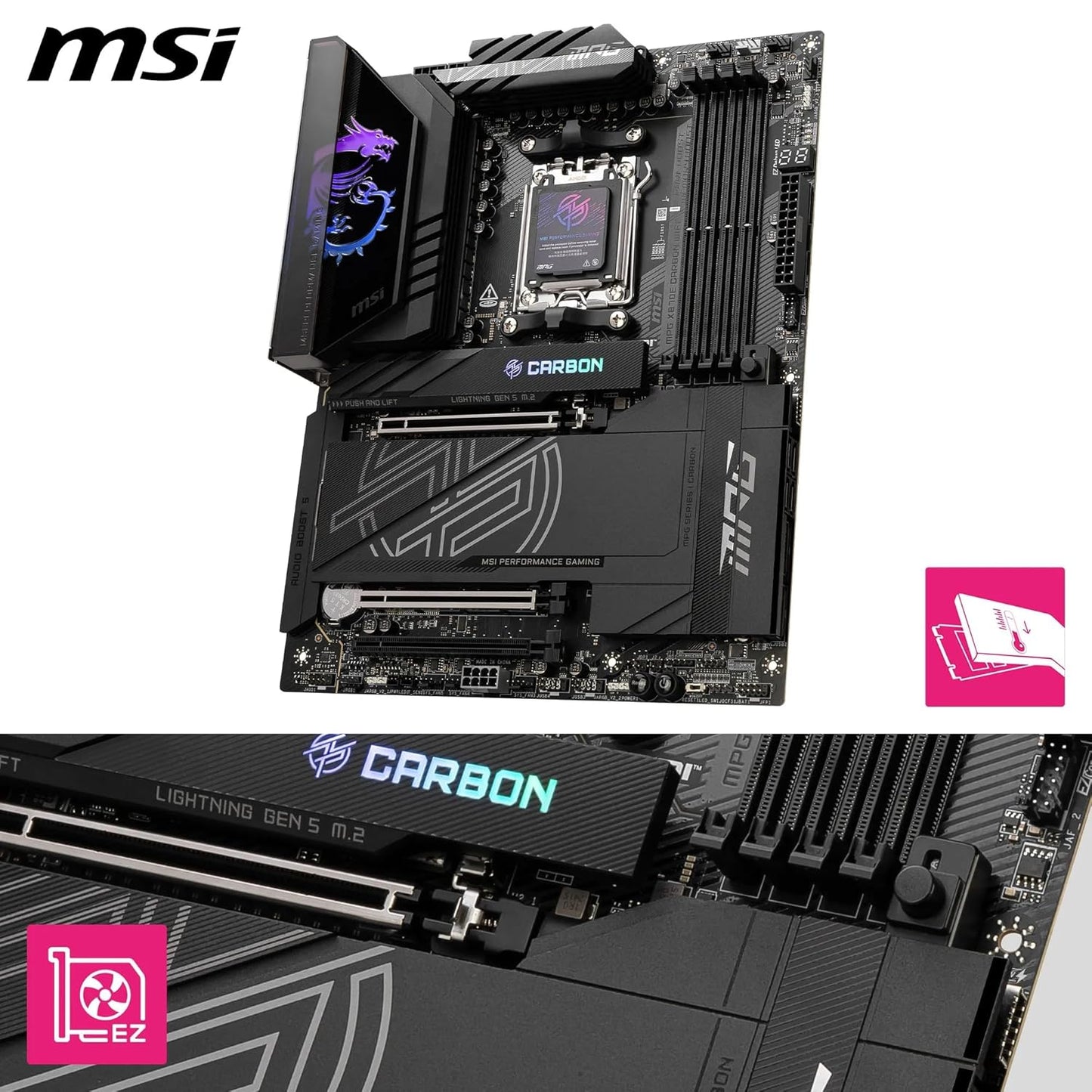 MSI MPG X870E Carbon WiFi Motherboard – ATX | AM5 | DDR5 8400+MHz