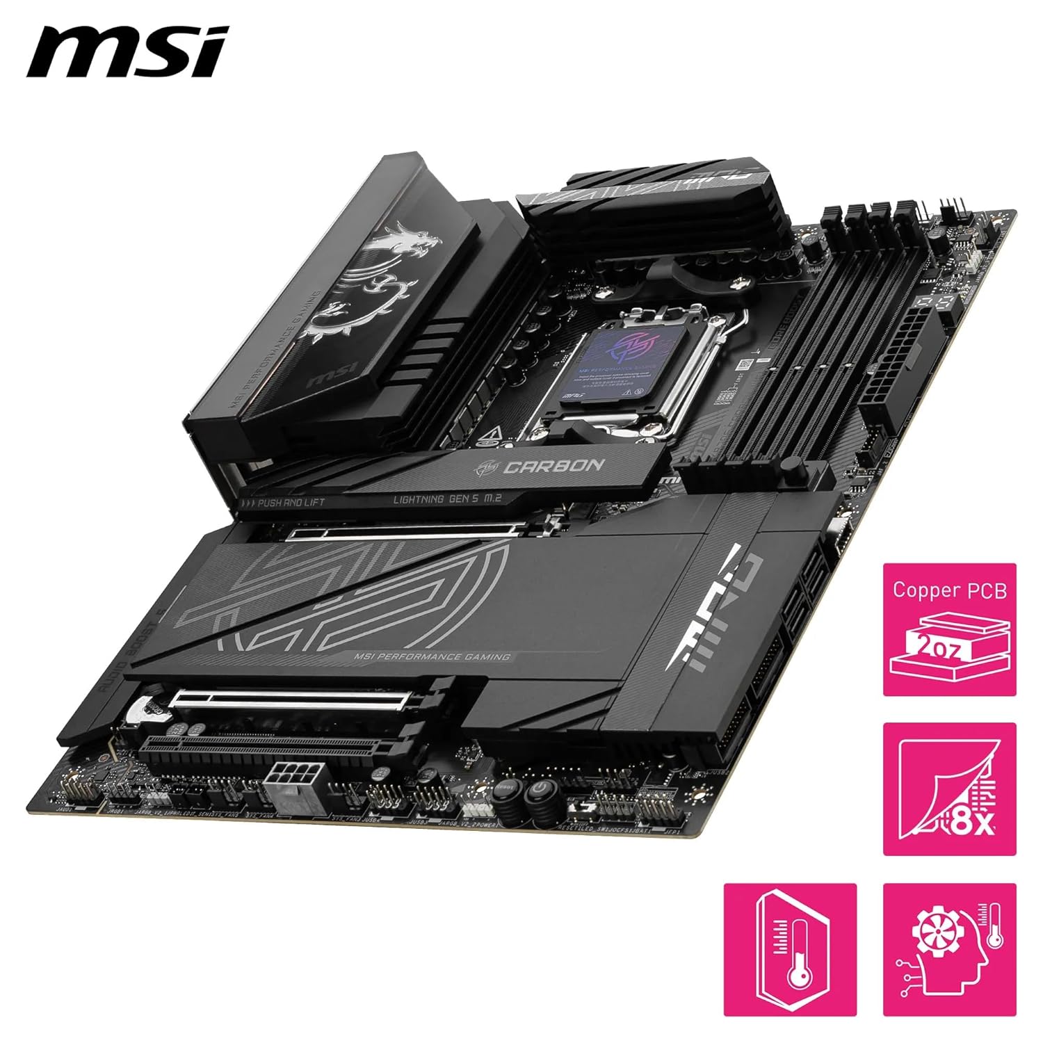 MSI MPG X870E Carbon WiFi Motherboard – ATX | AM5 | DDR5 8400+MHz